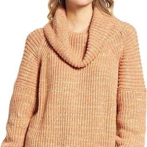 Free People Women’s Leo Cowl-Neck Pullover Tunic Sweater Petal Combo, Small